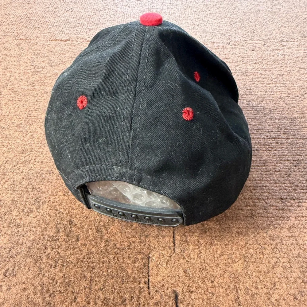 Vintage 1996 Budweiser NASCAR Hat Black Red Snapback Made in USA Official Beer
